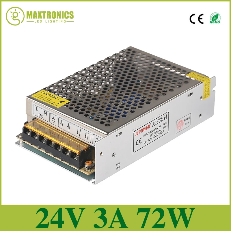 Оптовая цена DC 24V 3A 72W Регулируемый импульсный источник питания для светодиодных