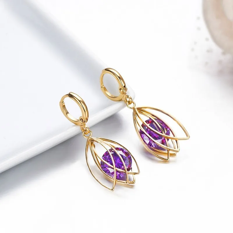 Женские серьги подвески с камнем 6 цветов| |