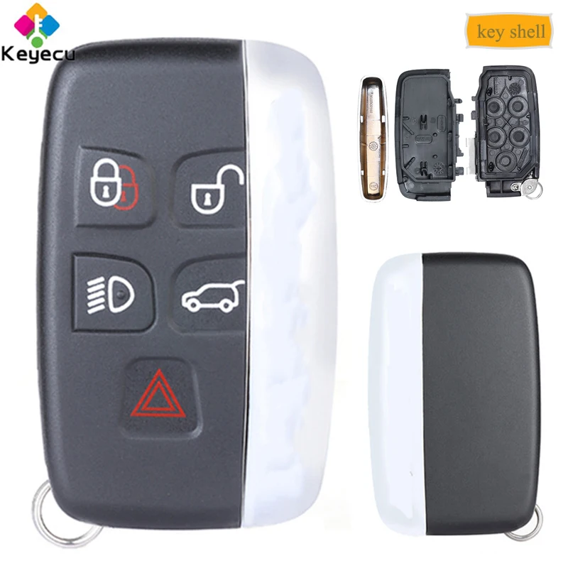 KEYECU Replacement Smart Remote Control Car Key Shell Case With 5 Button - FOB for Jaguar XF XJ XE XK F-Type 2014-2017 KOBJTF10A |