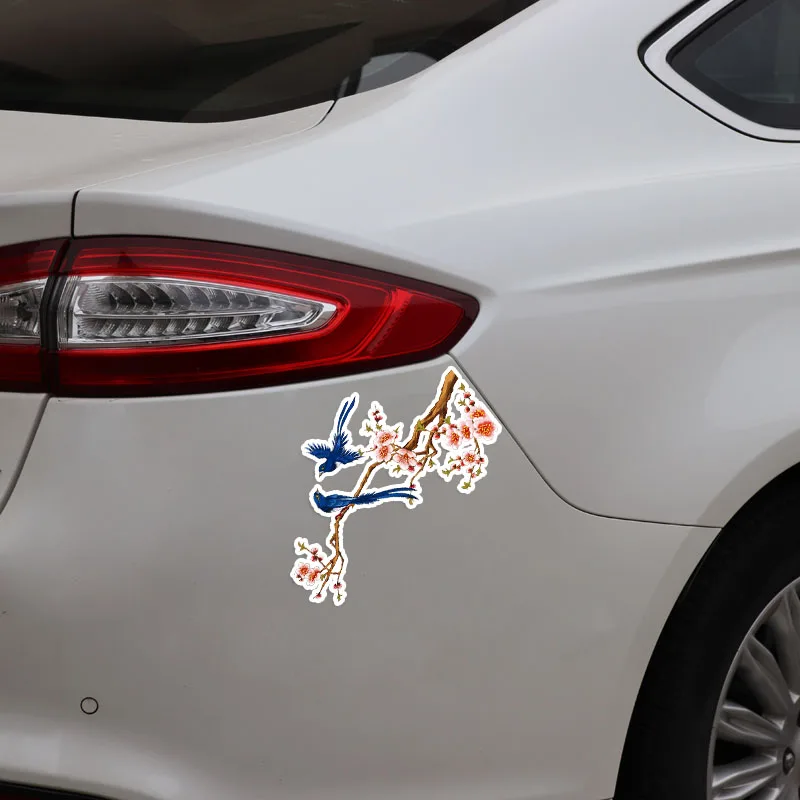 YJZT 14 9*9 см уникальный цветок сливы птица полет ПВХ украшение автомобиля стикер