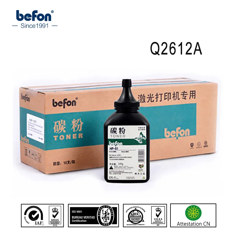Черный тонер порошок befon Q2612A 2612a 2612 12a для принтера HP 7115A 3906F 4092 CANON 303 Тонер/12A 1010 1020