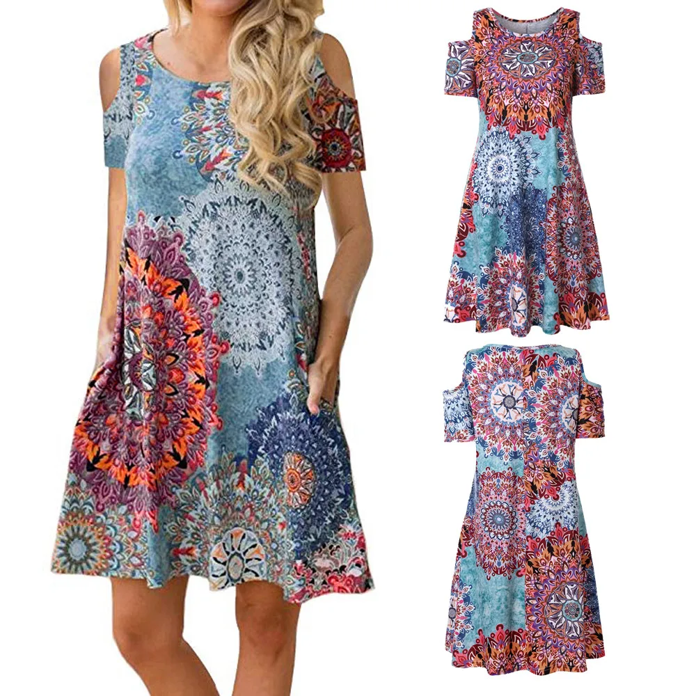 Женский Повседневный Сарафан с открытыми плечами JAYCOSIN летнее платье-футболка