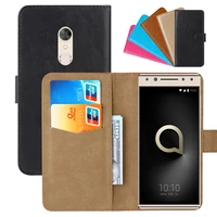 luxury wallet case for alcatel 5 5086dy pu leather retro flip cover magnetic fashion cases strap