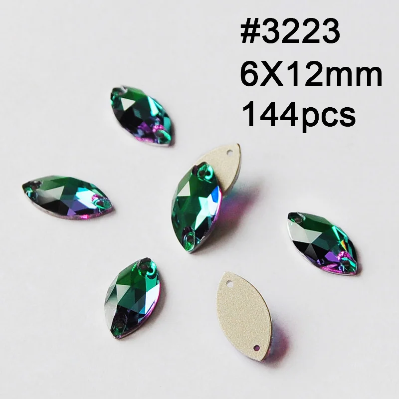 Navette 6X12mm 144pc Смешанные формы изумруд Rivoli квадратная космическая триллиантная КАПЛЕВИДНАЯ капля пришивные стразы для шитья стеклянные кристаллы пришивные камни - Цвет: Navette 6X12mm 144pc