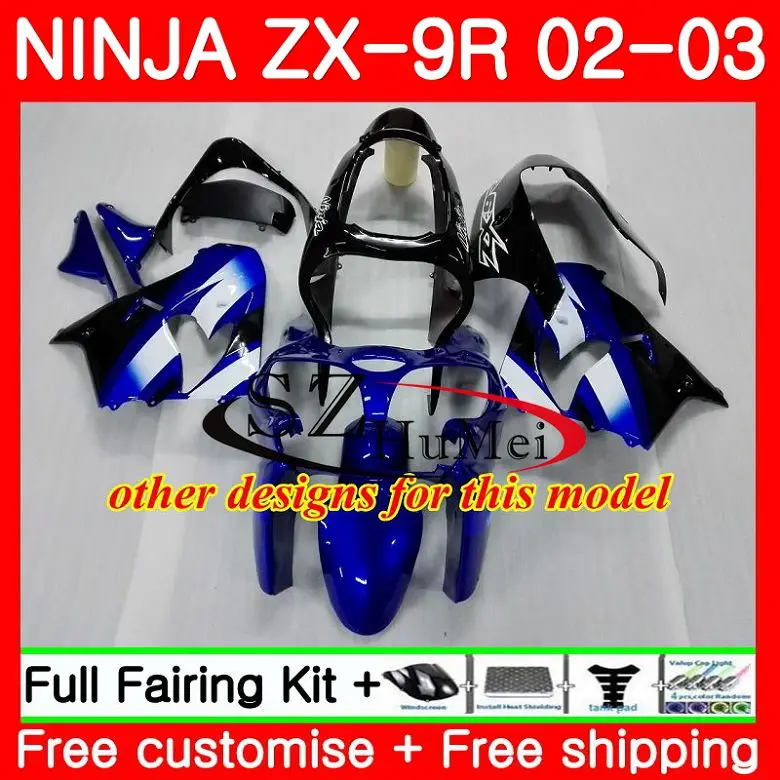 Корпус для KAWASAKI NINJA ZX-9R 02-03 ZX900 ZX 900 ZX9 R 17NO.1 900CC 9 ZX9R 02 03 9R 2002 2003 комплект обтекателей