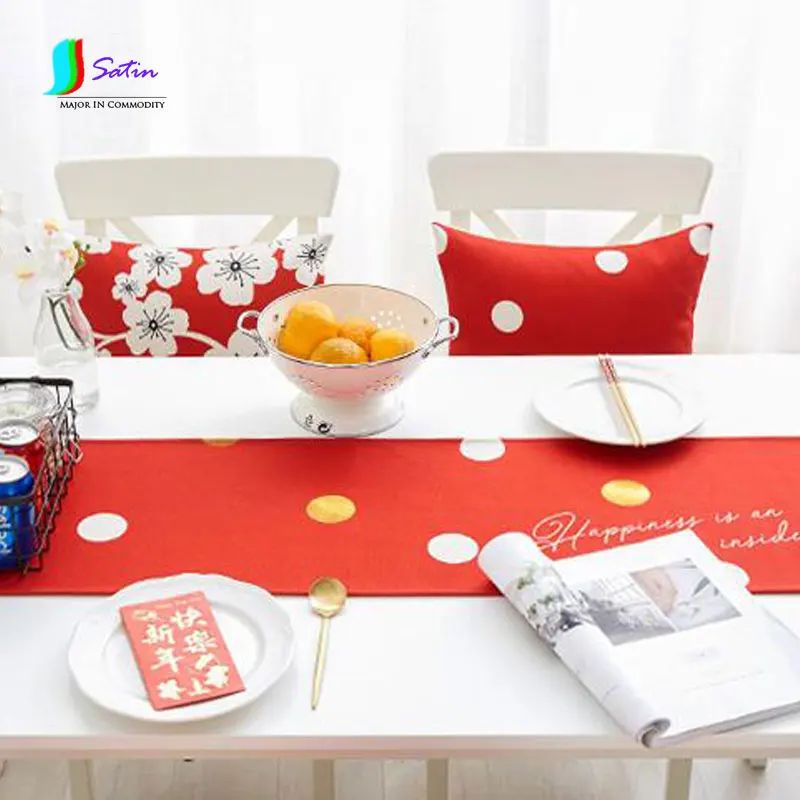 New Year Red Praying Festive Gold Cotton Linen Tablecloth TV Coffee Cover Towel Bed Flag Table S236P | Дом и сад