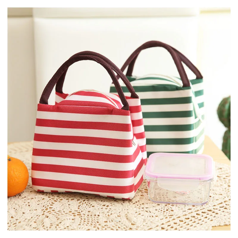 Цветная полосатая сумка холодильник для ланча охлаждаемая льда Портативная