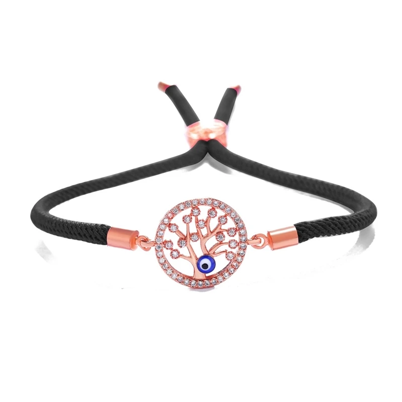 Rose Gold Новое поступление, ювелирные изделия, золото/серебро/розовое золото/черное дерево жизни, сглаза, браслеты для женщин и мужчин, браслеты с подвесками - Окраска металла: Rose Gold