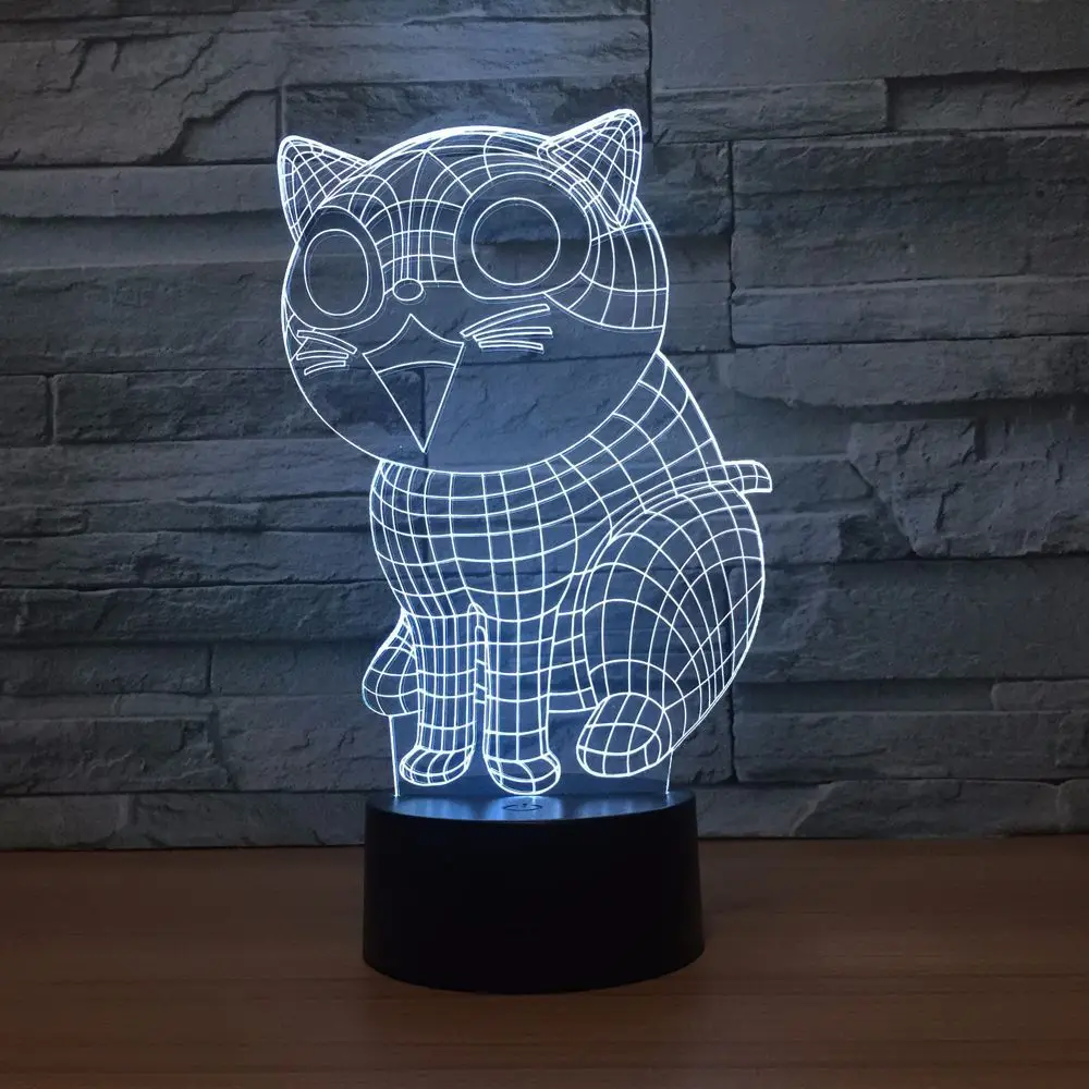 3d лампа с милым котом 7 цветов Светодиодные ночные лампы для детей сенсорный