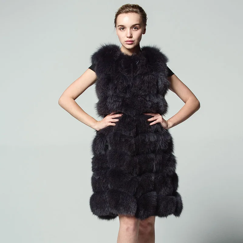 Женский жилет из натурального Лисьего меха средней длины|real fox|real fox furnatural furs |