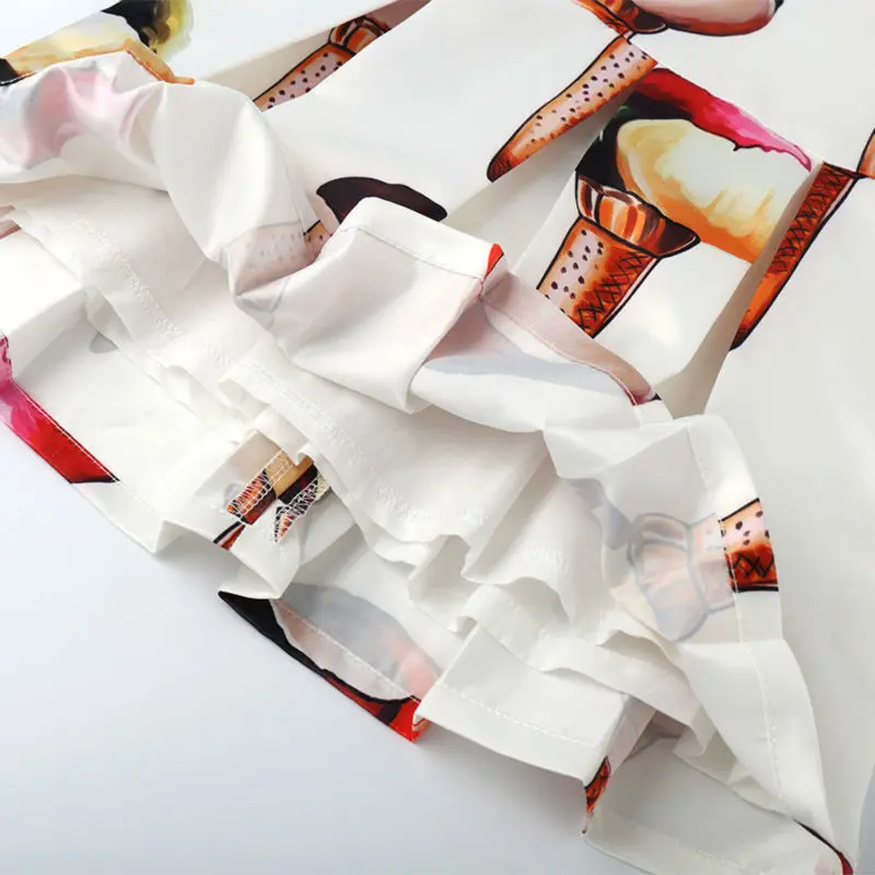 От 2 до 6 лет милый мороженое-Платья с принтами для девочек круглым вырезом без