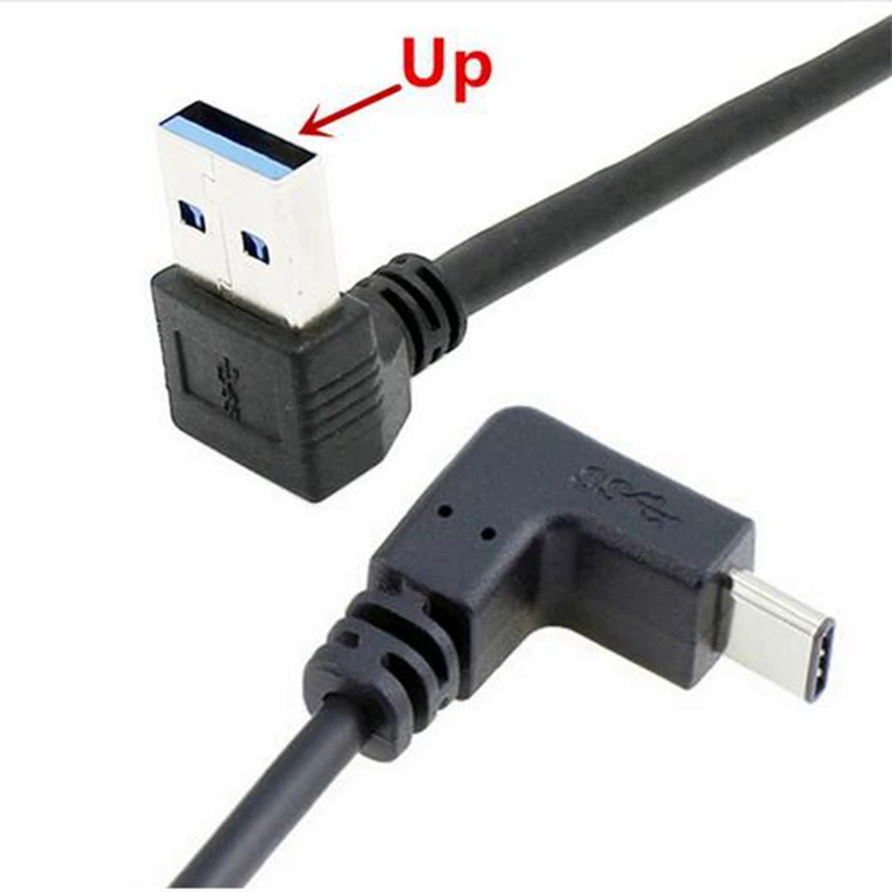 USB 3.1 USB-C Type-c Up & Down Angled to 3.0 A Male 90 Degree Data Cable for Macbook Tablet Phone 100cm | Электроника