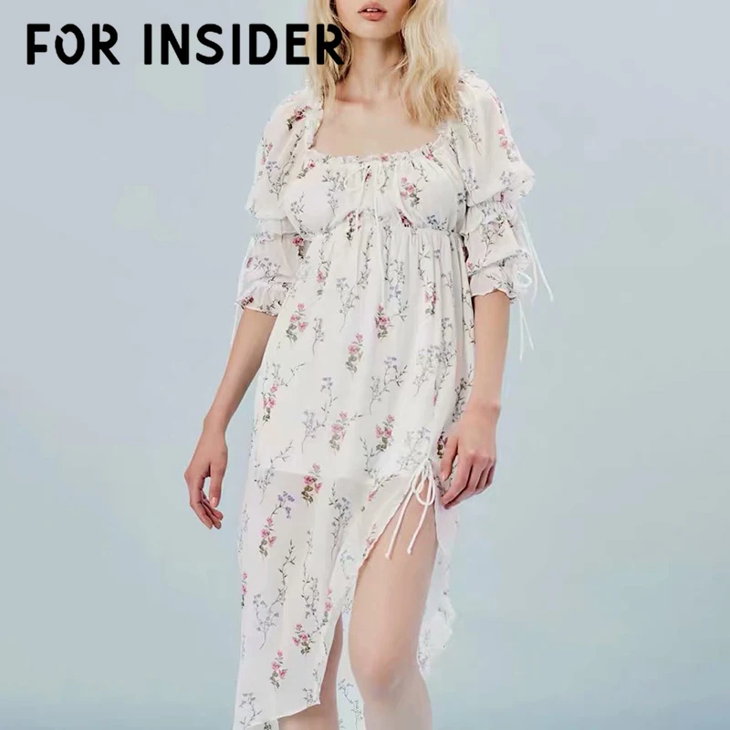 Для Insider Boho кружевное цветочное шифоновое платье миди с вырезами и оборками