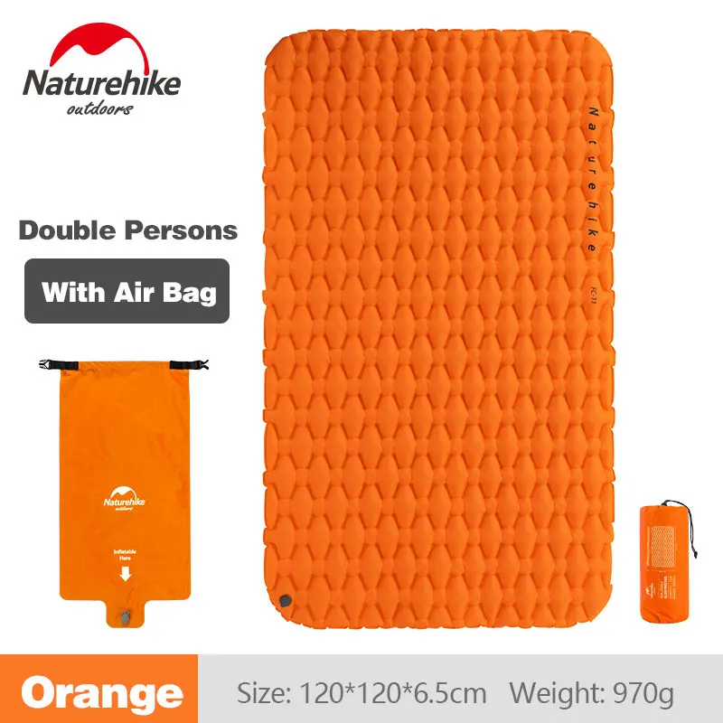 Orange-Double Person Naturehike Открытый походный Коврик Надувной Мешок Надувной тент спальный коврик Сверхлегкий портативный коврик для пикника надувной коврик для пикника - Цвет: Orange-Double Person