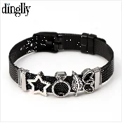 DINGLLY модные новые черные сетчатые браслеты из нержавеющей стали для женщин ключ-сердце, замок на велосипеде золотые бусины бренды браслеты подарок