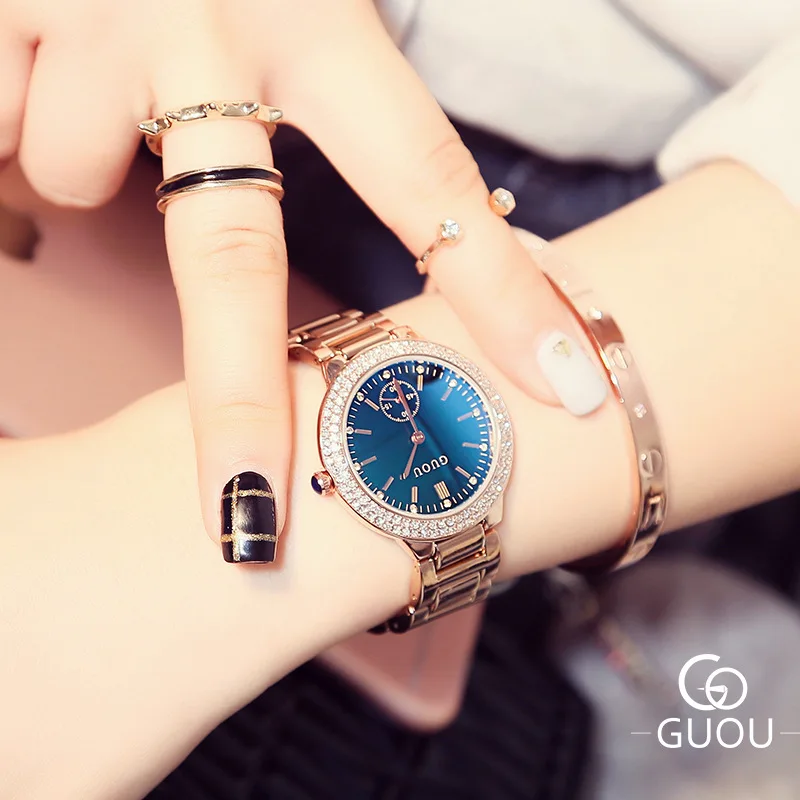 

Brand Watch Women Rhinestone Luxury Full Steel Unique Dial Design Ladies Wristwatches Girl Gift Relogio Feminino Montre Femme