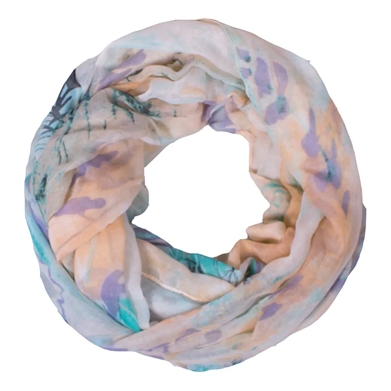 Женский легкий шарф-Кольцо из полиэстера с цветочным принтом 2019x180 см |