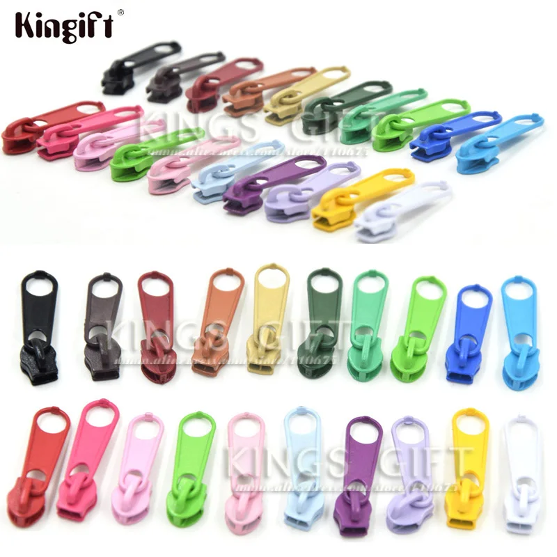 Металлический слайдер на молнии для нейлоновой 3 # многоцветной язычок застежки