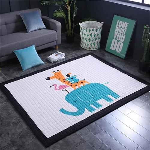 zoo Мультяшный игровой коврик 150*200 см, большой ковер, противоскользящий ковер для детской комнаты, прямоугольный коврик из хлопка, напольный коврик с пандой, напольный коврик с кроликом - Цвет: zoo