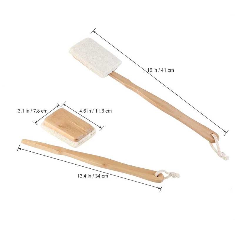 TREESMILE 2PCS Bath brush Back Exfoliating Long Handle Loofah With Wooden Body Massage Brush Bathing D45 | Дом и сад