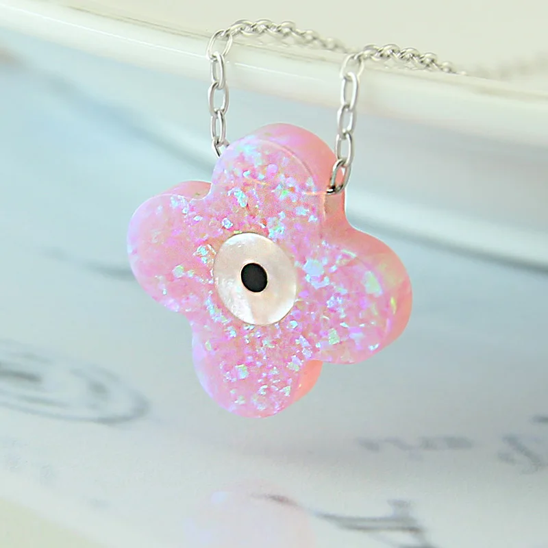 1 Pc 925 Sterling Silver Necklace Hot Summer Opal Stone Necklaces &amp Pendants Women Personal Collar Body Jewelry | Украшения и