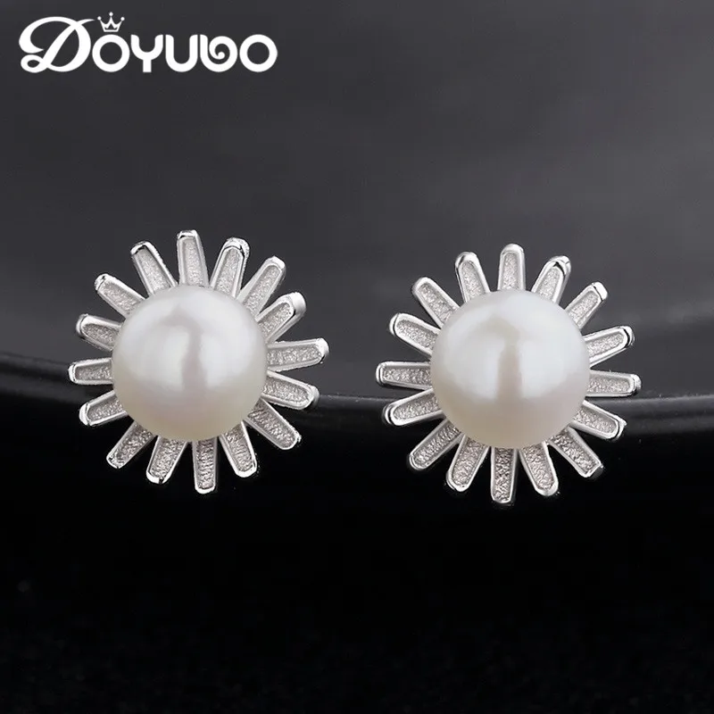 DOYUBO элегантные женские пресноводные жемчужные серьги из чистого серебра с