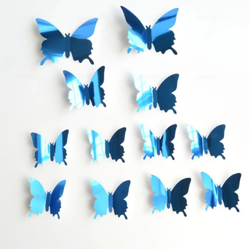 New Arrive Mirror Sliver 3D Butterfly Wall Stickers Party Wedding Decor DIY Home Decorations home decor birthday|Наклейки на стену| |