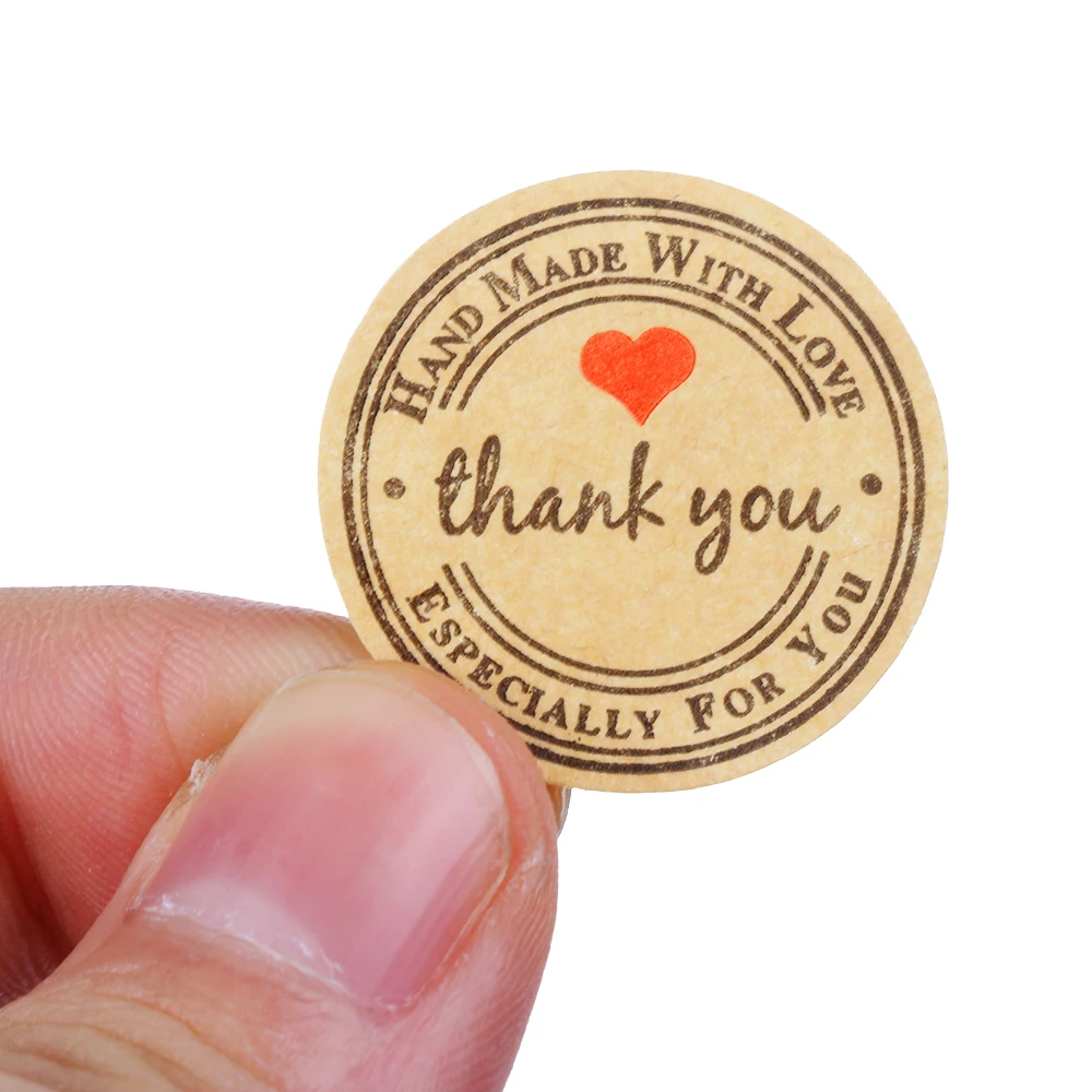 500 шт./лот круглая Милая крафт бумага спасибо ручная работа наклейки с любовью и