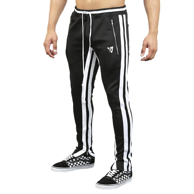 2019 фитнес Волк Мужской s спортивный костюм для бега брюки в полоску с принтом