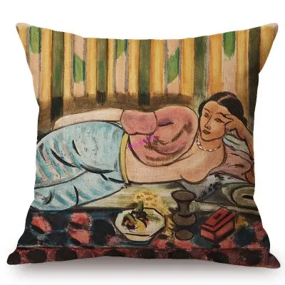T281-8 Henri Matisse мастерски танцовщица со шляпой радость жизни украшение дома Художественный Диванный чехол для подушки льняная наволочка - Цвет: T281-8