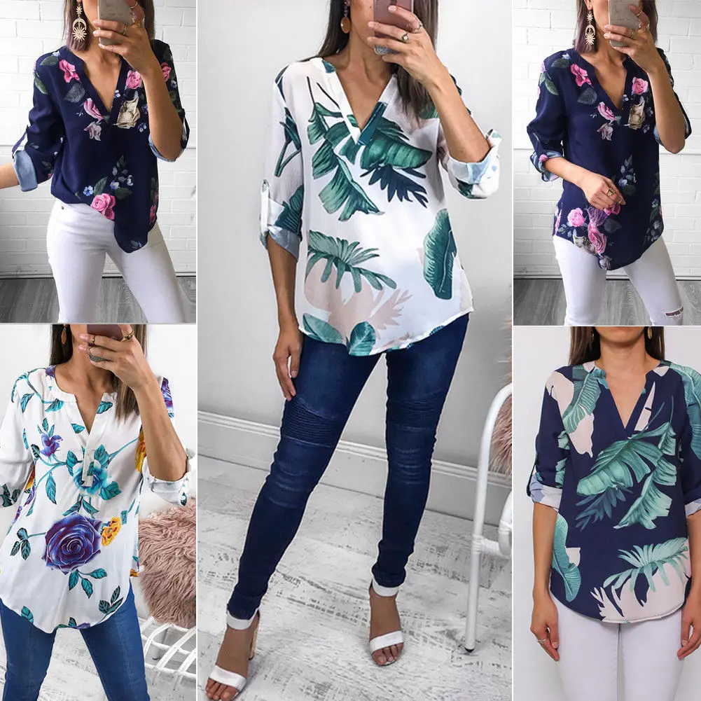 Новинка 2018 женские летние модные футболки топы с рукавом 3/4 v образным вырезом и