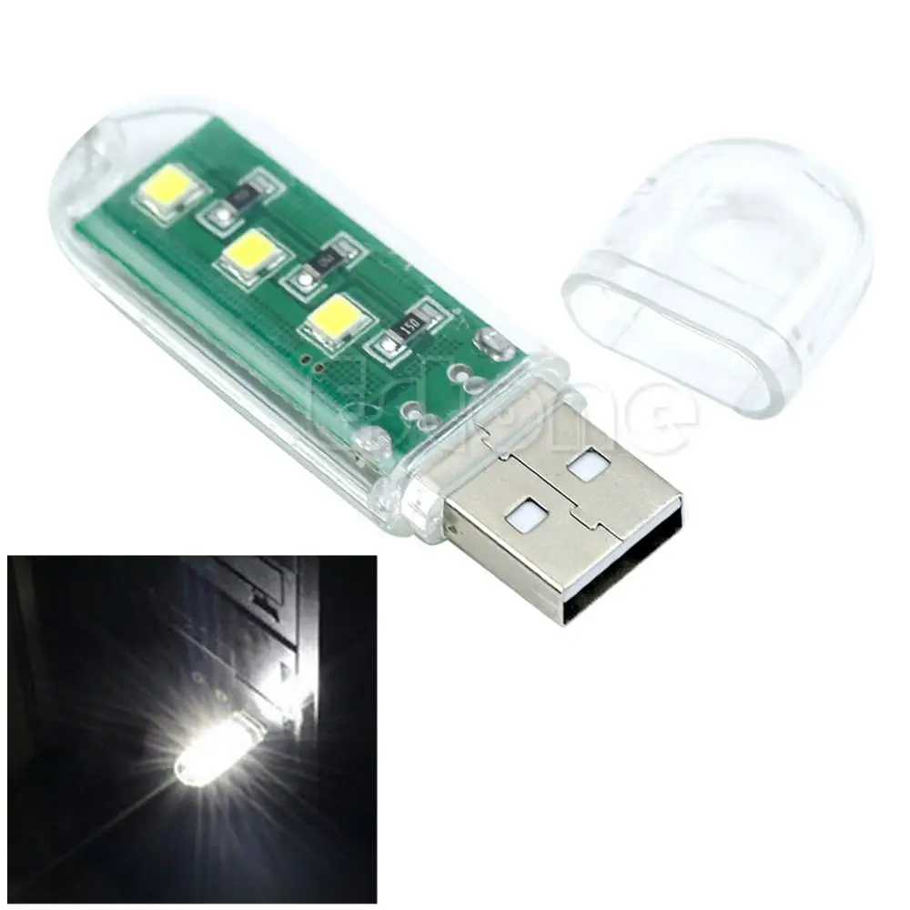 Мини Портативный Яркий 3 светодиодный светильник USB лампа для ПК ноутбука Чтение