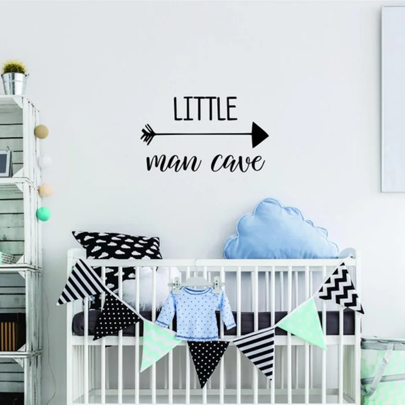 

Woodland Nursery Wall Decal Little Man Cave Baby Boy Wall Stickers Quote Deer Antlers Kids Bedroom Decor Art Decals Mural L925