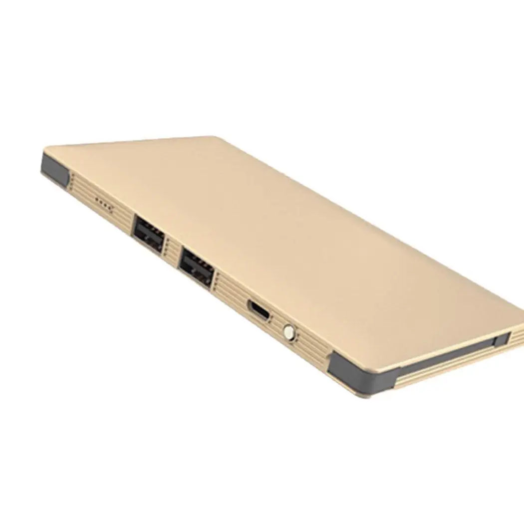 Ультра тонкий 10000 мАч Внешний аккумулятор встроенный зарядный кабель