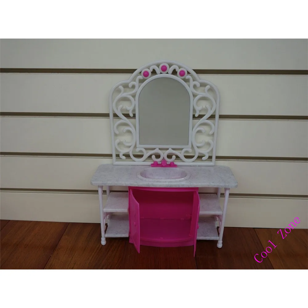

Miniature Furniture Pink Bathroom Set for Barbie Doll House Pretend Play Toys for Girl Free Shipping