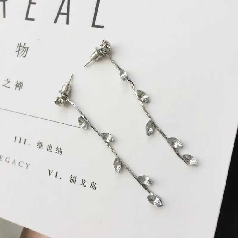 Простые женские серьги с листьями стразы кисточки для знаменитостей Женские