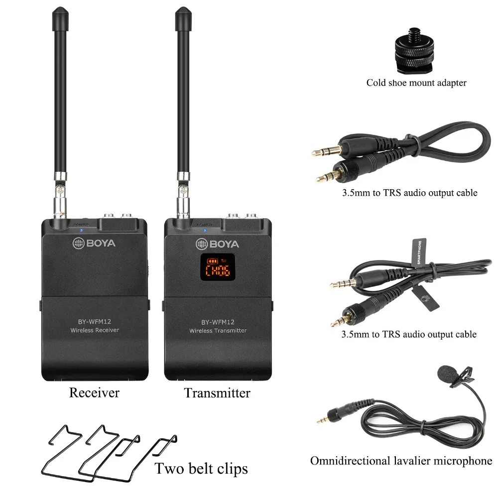 BOYA BY WFM12 VHF Беспроводная микрофонная система для IOS Android смартфонов видео DSLRs