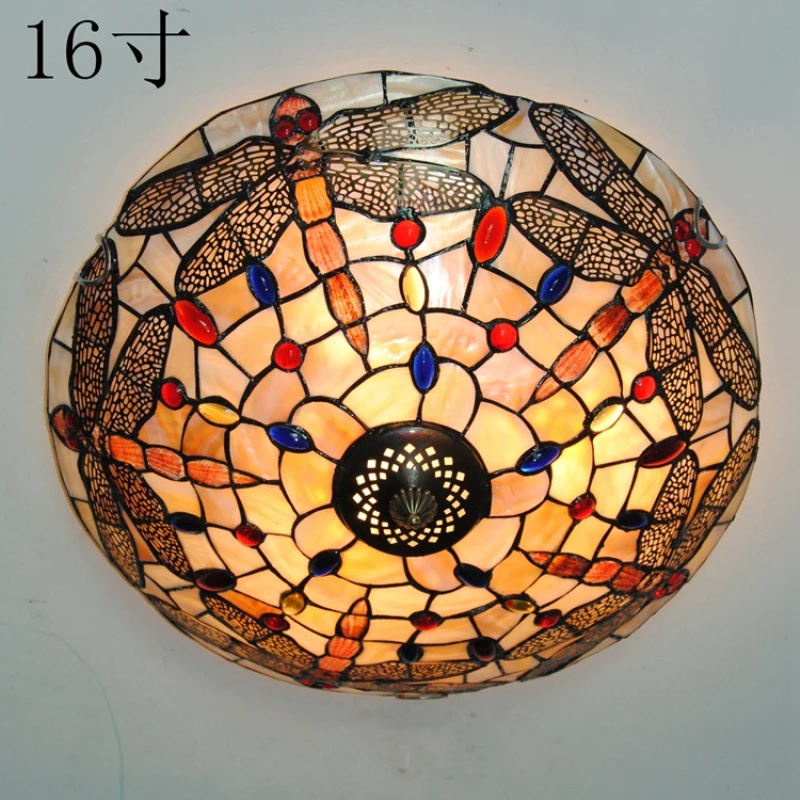 Винтажный витражный потолочный светильник Tiffany Style Dragonfly Подвесная лампа для