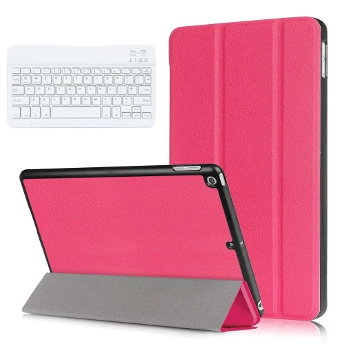 Pink Kemile для нового iPad 9,7 дюймов Чехол Ультра тонкий умный чехол Trifold стенд с функцией автоматического сна/пробуждения с " Белая клавиатура - Цвет: Pink