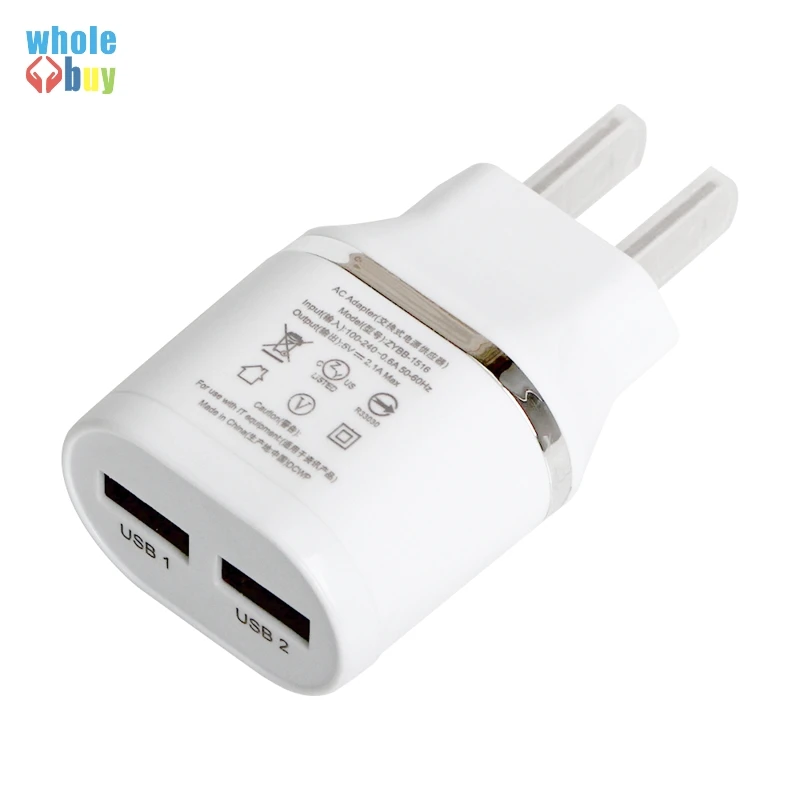 Настенное зарядное устройство с двумя USB портами 5 В 2 А 100 шт.|Зарядные устройства|