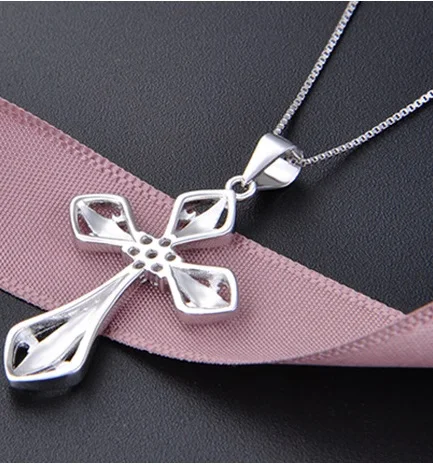 YJ001045 Fashion Zircon-inlaid Hanging Clavicle Chain Personal Accessories for Men and Women Jewelry S925 Silver Cross Pendant | Украшения