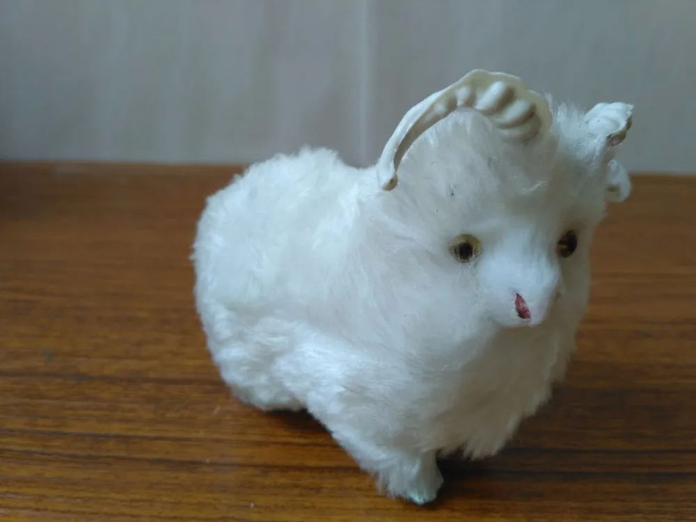 Мини 8x5x8 см имитация козы пластик и мех белая овечка модель ручной работы реквизит украшение для дома подарок d2338