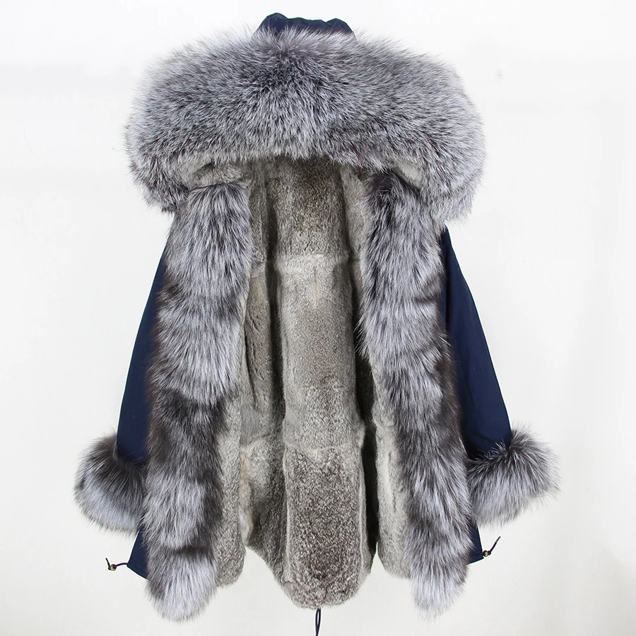 19 OFTBUY новая зимняя куртка женская длинная парка Воротник из меха серебристой лисы с капюшоном Толстая теплая верхняя одежда с подкладкой из меха кролика уличная одежда Новинка - Цвет: 19