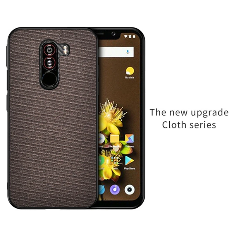 For Xiaomi Pocophone F1 Case Business Vintage Fabric Cloth Hard PC Back Cover Poco Phone Soft Silicone |