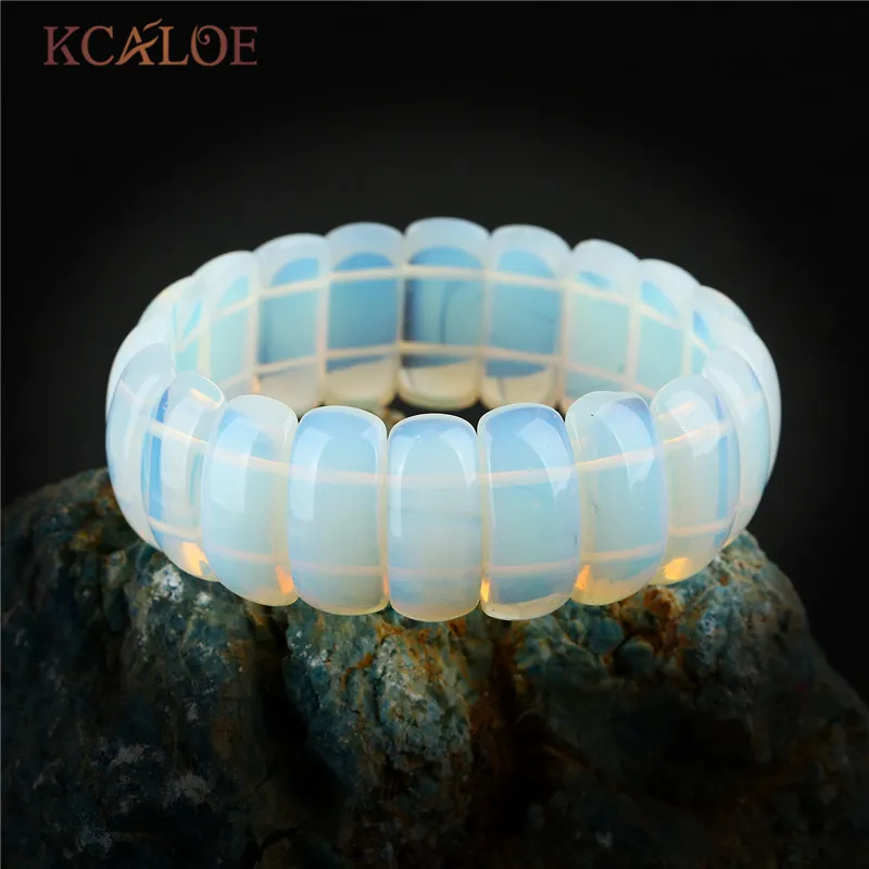 KCALOE, Фиолетовый Кристалл, полудрагоценные камни, эластичные браслеты на запястье, широкий натуральный камень, женский браслет, ювелирные изделия