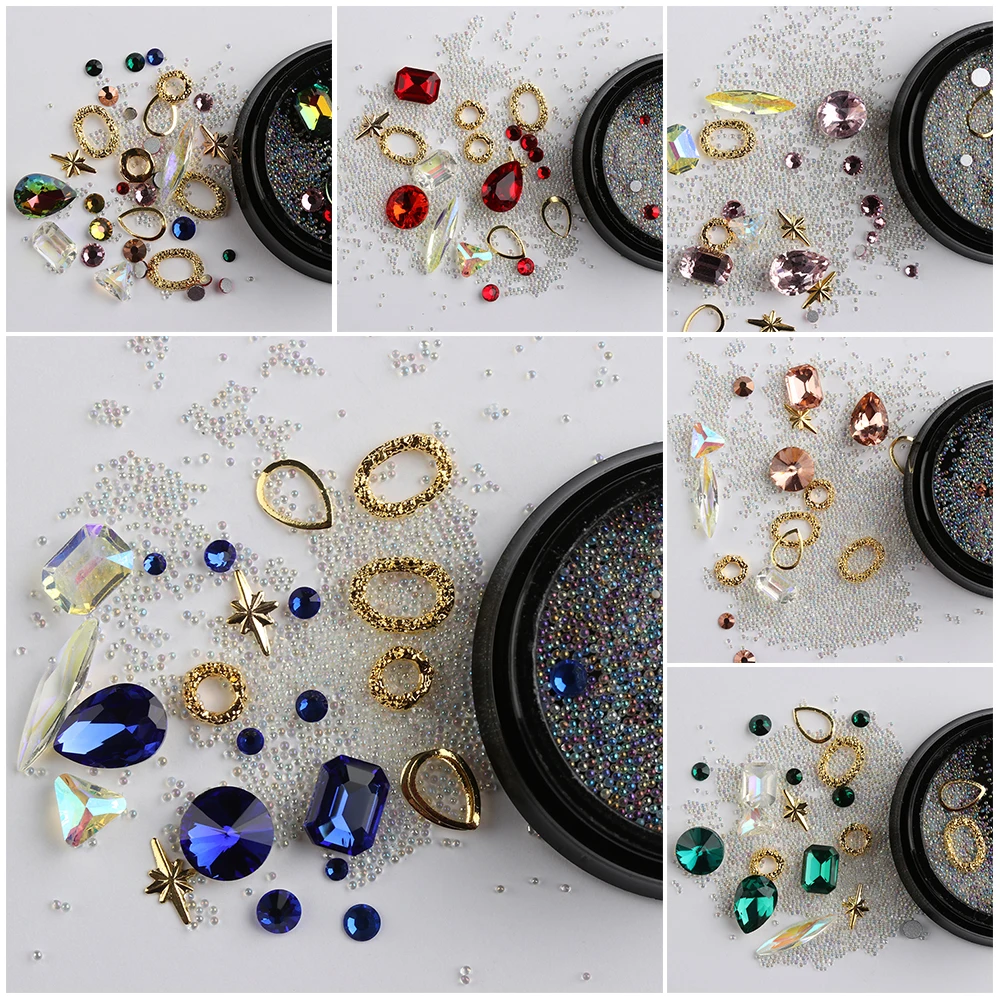 1 коробка цветные блестки для дизайна ногтей стразы подвески металлический полый