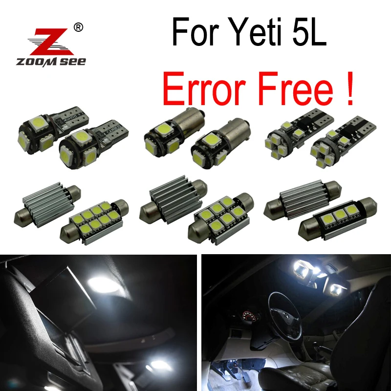 19 шт. светодиодные внутренние лампы для автомобиля Skoda Yeti 5L SUV (2009 +)|plate lamp|dome lightlicense