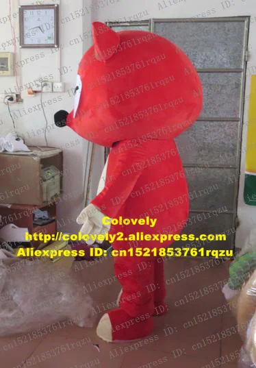 Tricky Red Fox Mascot Costume Cartoon Character Mascotte Adult Fancy Dress Cream-coloured Gloves Round Stoamch ZZ217 Free Ship |