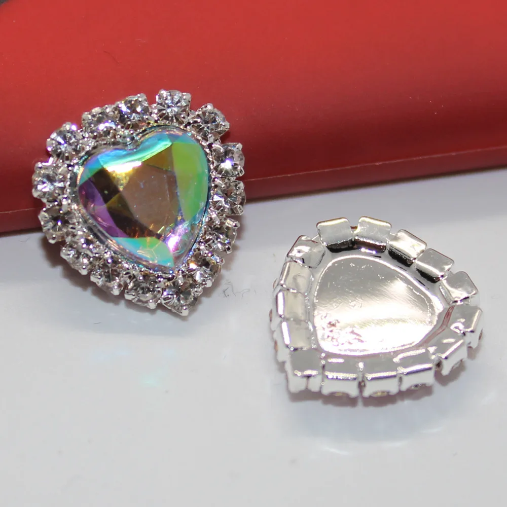 Акриловые Мини кнопки Стразы в форме сердца с плоским основанием для творчества