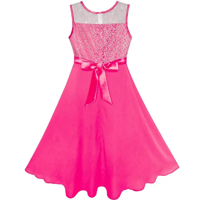 Sunny Fashion платья для девочек платье горный хрусталь Шифон Подружка невесты Танец Мяч Макси Платье